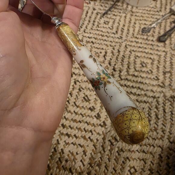 Vintage Prill Sheffield England Pie Cake Server Floral Yellow Porcelain Handle. - Picture 11 of 16